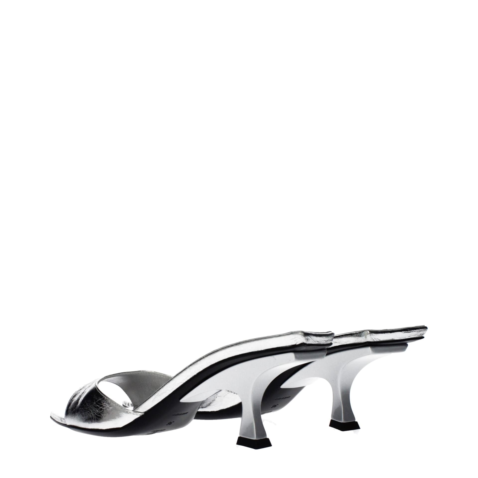 The Attico Gray Leather Flat Sandals - 4