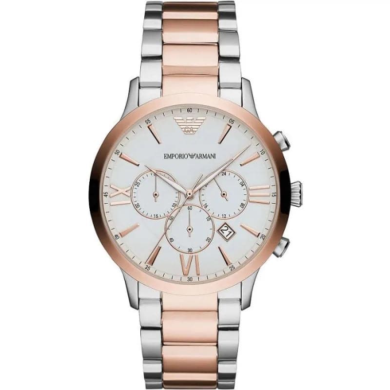 Emporio Armani Silver and Bronze Steel Chronograph Watch - 2