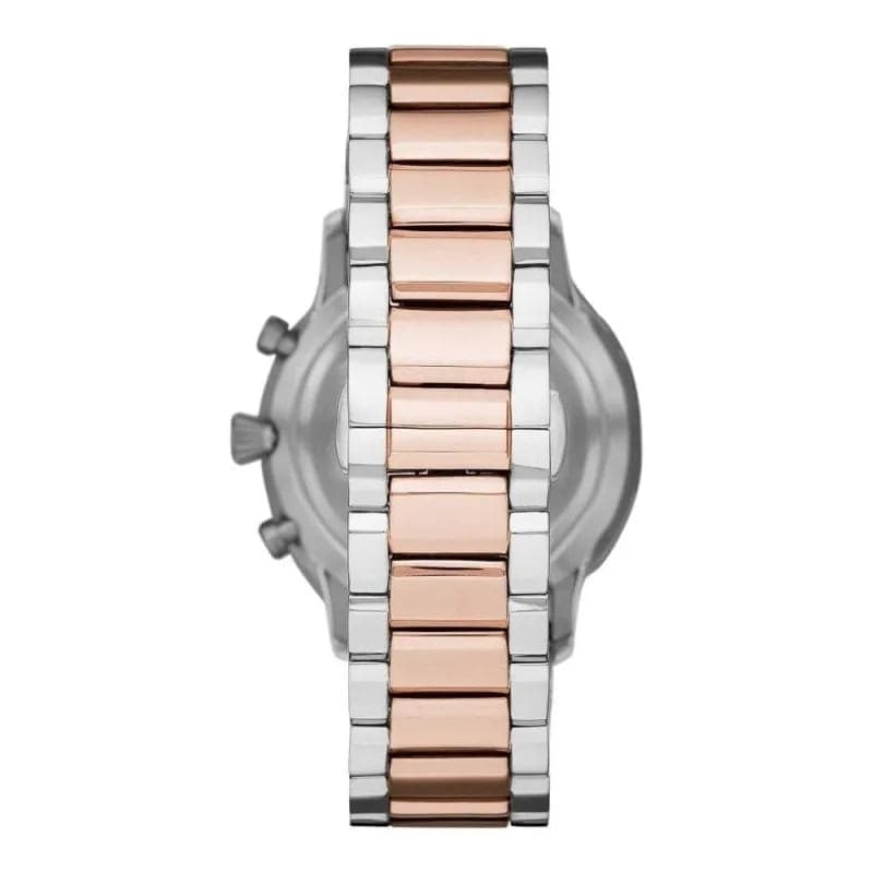 Emporio Armani Silver and Bronze Steel Chronograph Watch - 3
