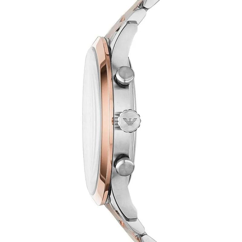 Emporio Armani Silver and Bronze Steel Chronograph Watch - 4