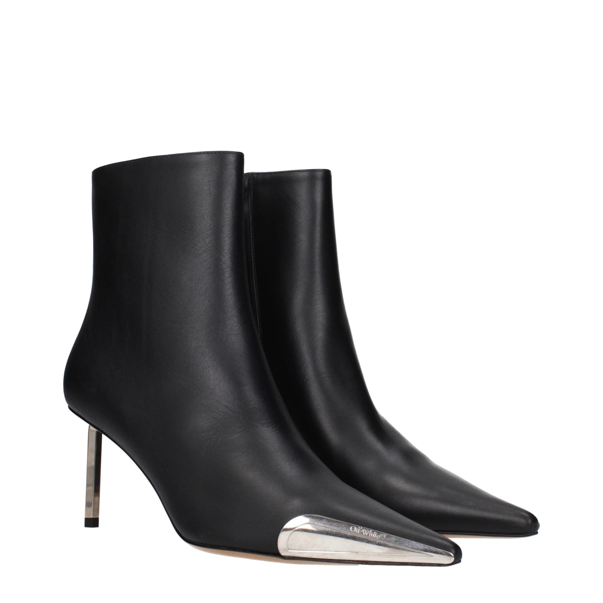 Off-White Black Leather Ankle Boots - 2