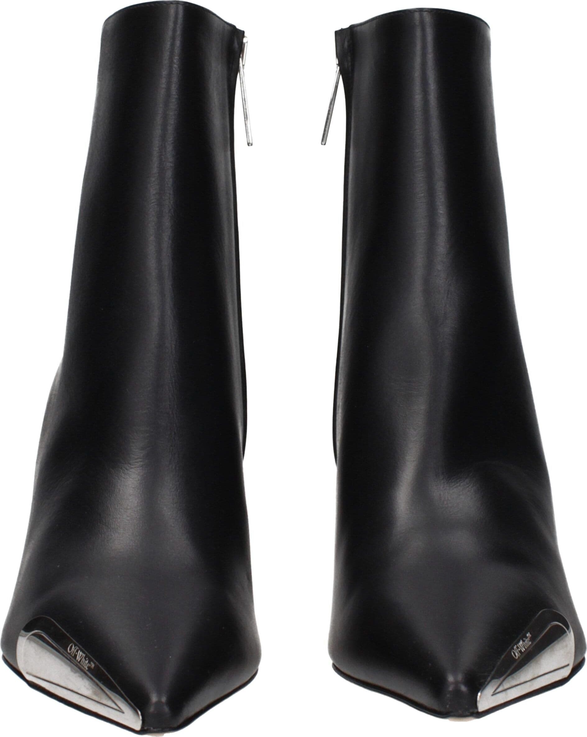 Off-White Black Leather Ankle Boots - 3