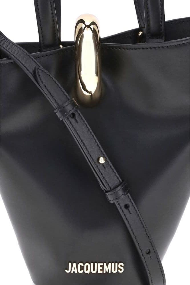 Jacquemus Black Calf Leather Bos Taurus Backet Bag - 4
