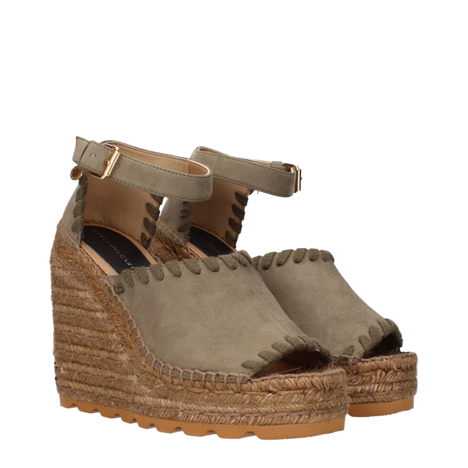 Stella McCartney Green Leather Wedge Sandals - 2