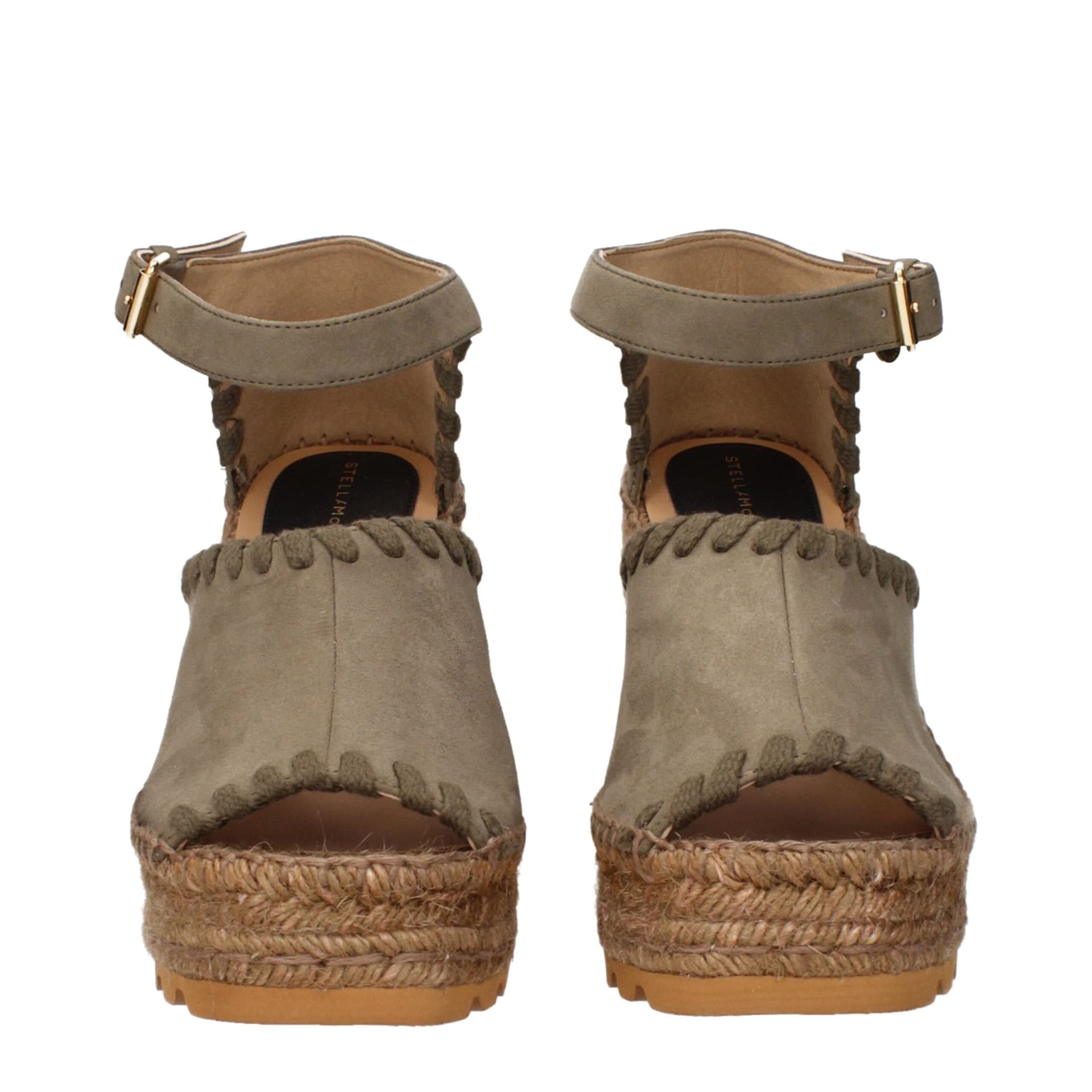 Stella McCartney Green Leather Wedge Sandals - 3