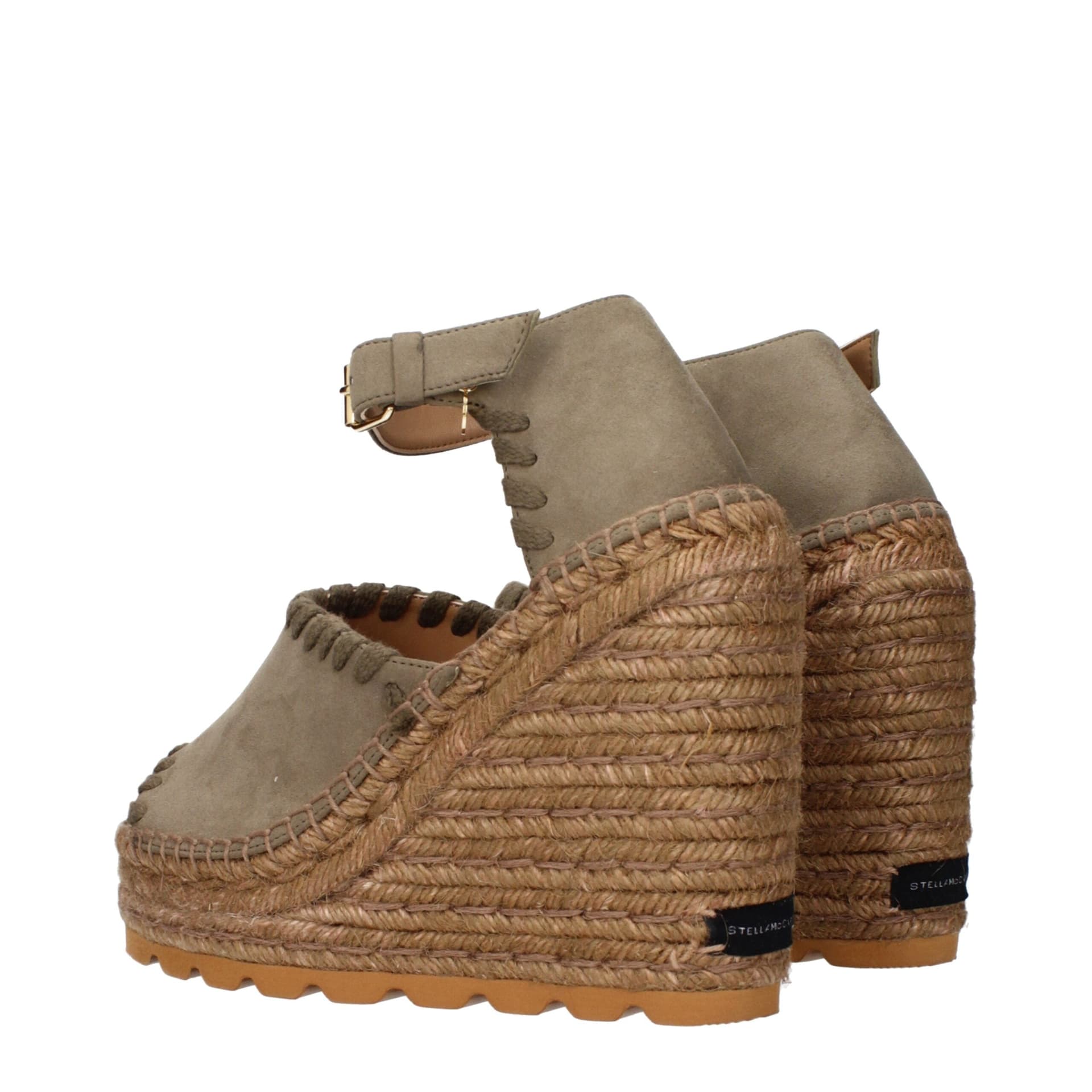 Stella McCartney Green Leather Wedge Sandals - 4