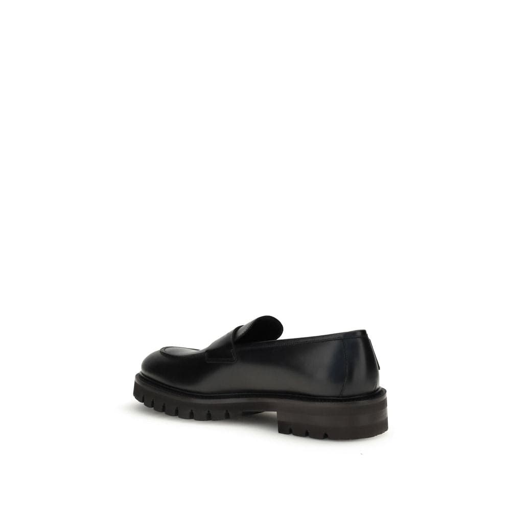 Ferragamo Black Calf Leather Bos Taurus Slip-On Loafers - 3