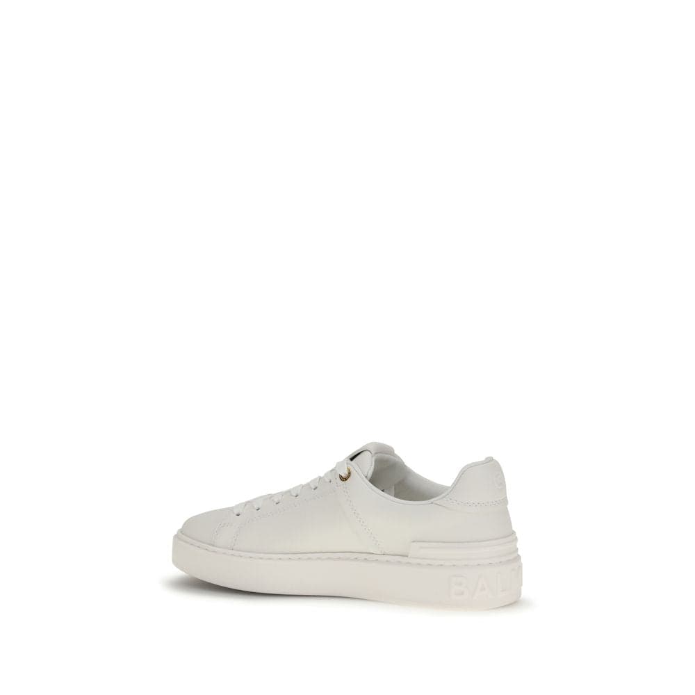 Balmain White Calf Leather Bos Taurus Low Top Sneakers - 3