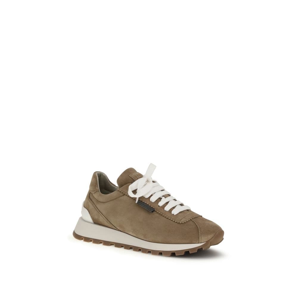 Brunello Cucinelli Beige Calf Leather Bos Taurus Platform Sneakers - 2