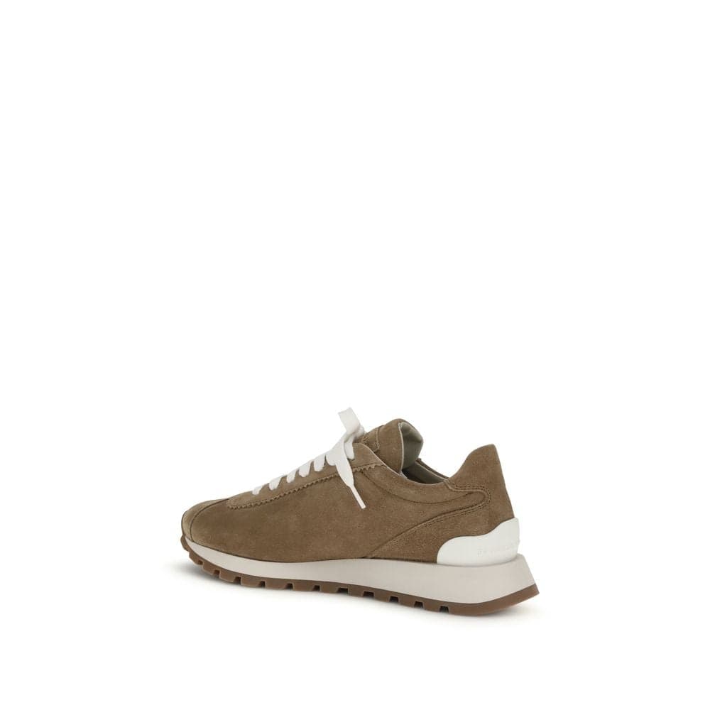 Brunello Cucinelli Beige Calf Leather Bos Taurus Platform Sneakers - 3