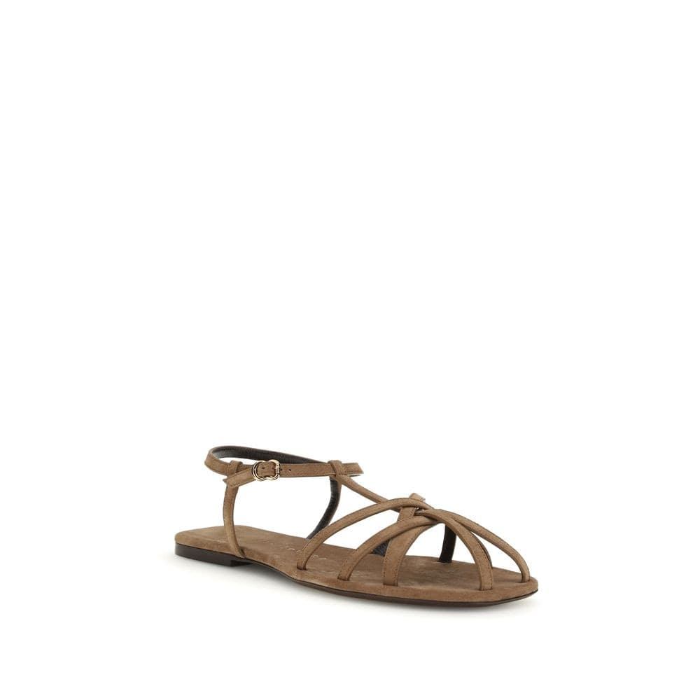 Herbert Levine Brown Calf Leather Bos Taurus Flat Sandals - 2
