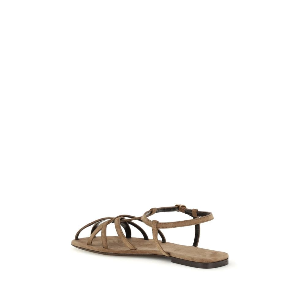 Herbert Levine Brown Calf Leather Bos Taurus Flat Sandals - 3