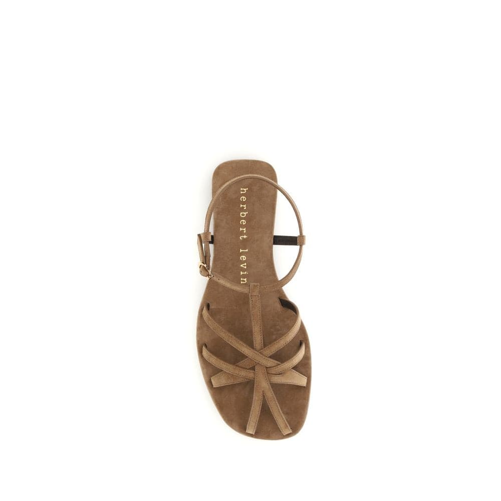 Herbert Levine Brown Calf Leather Bos Taurus Flat Sandals - 4