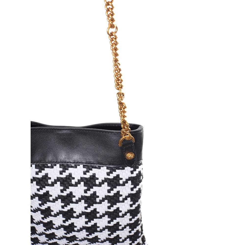 Versace Black And White Leather And Textile Shoulder Bag - 6