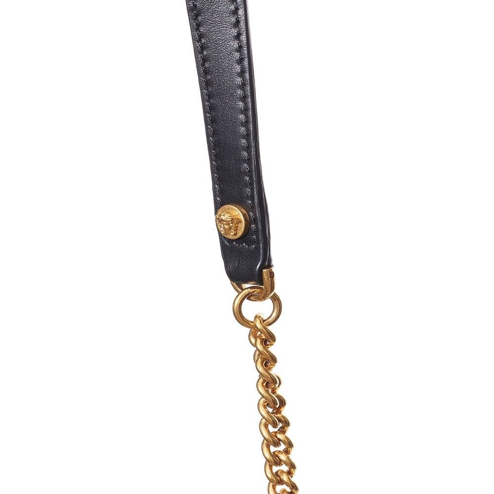 Versace Black And White Leather And Textile Shoulder Bag - 7