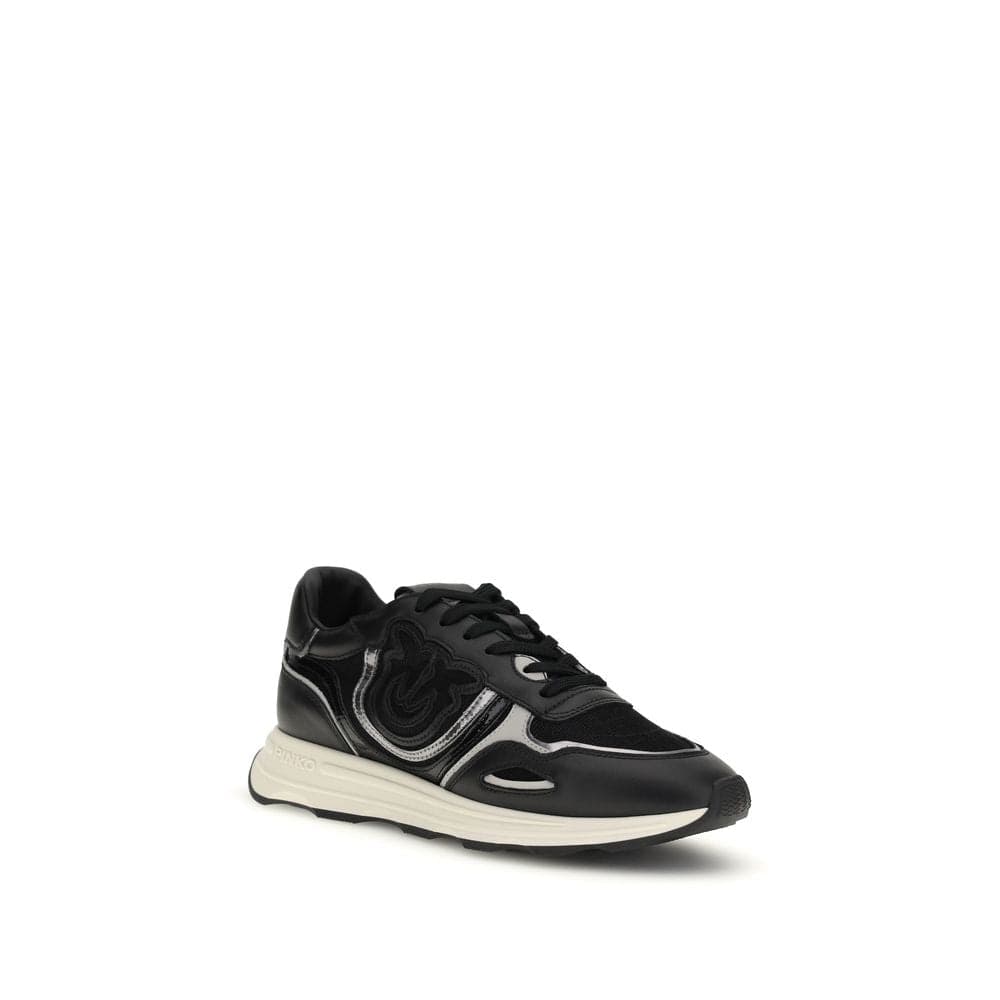 PINKO Black Calf Leather Bos Taurus Athletic Sneakers - 2