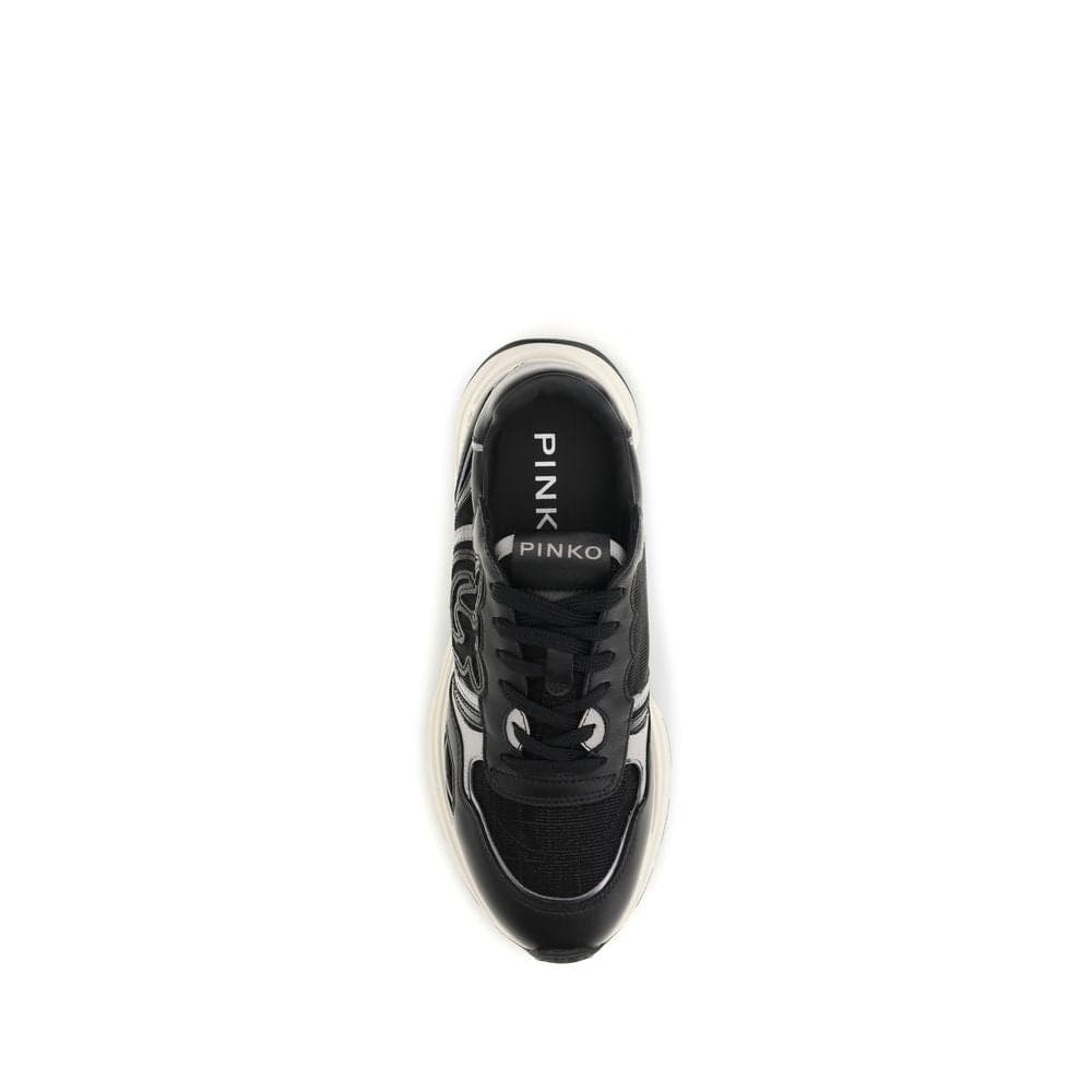 PINKO Black Calf Leather Bos Taurus Athletic Sneakers - 4