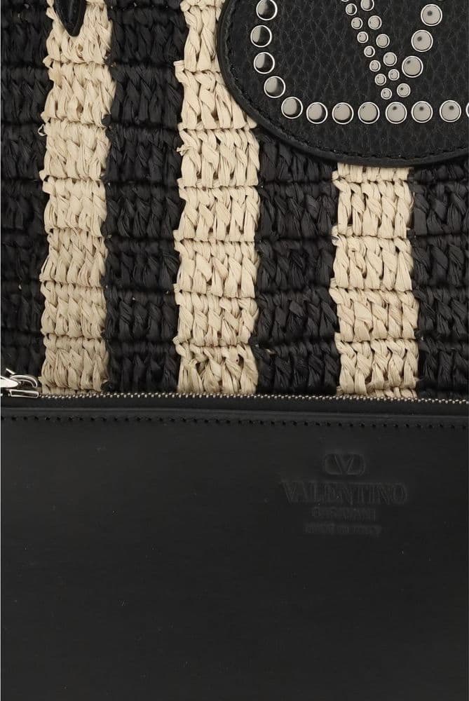 Valentino Garavani Black Raffia Backet Bag - 4