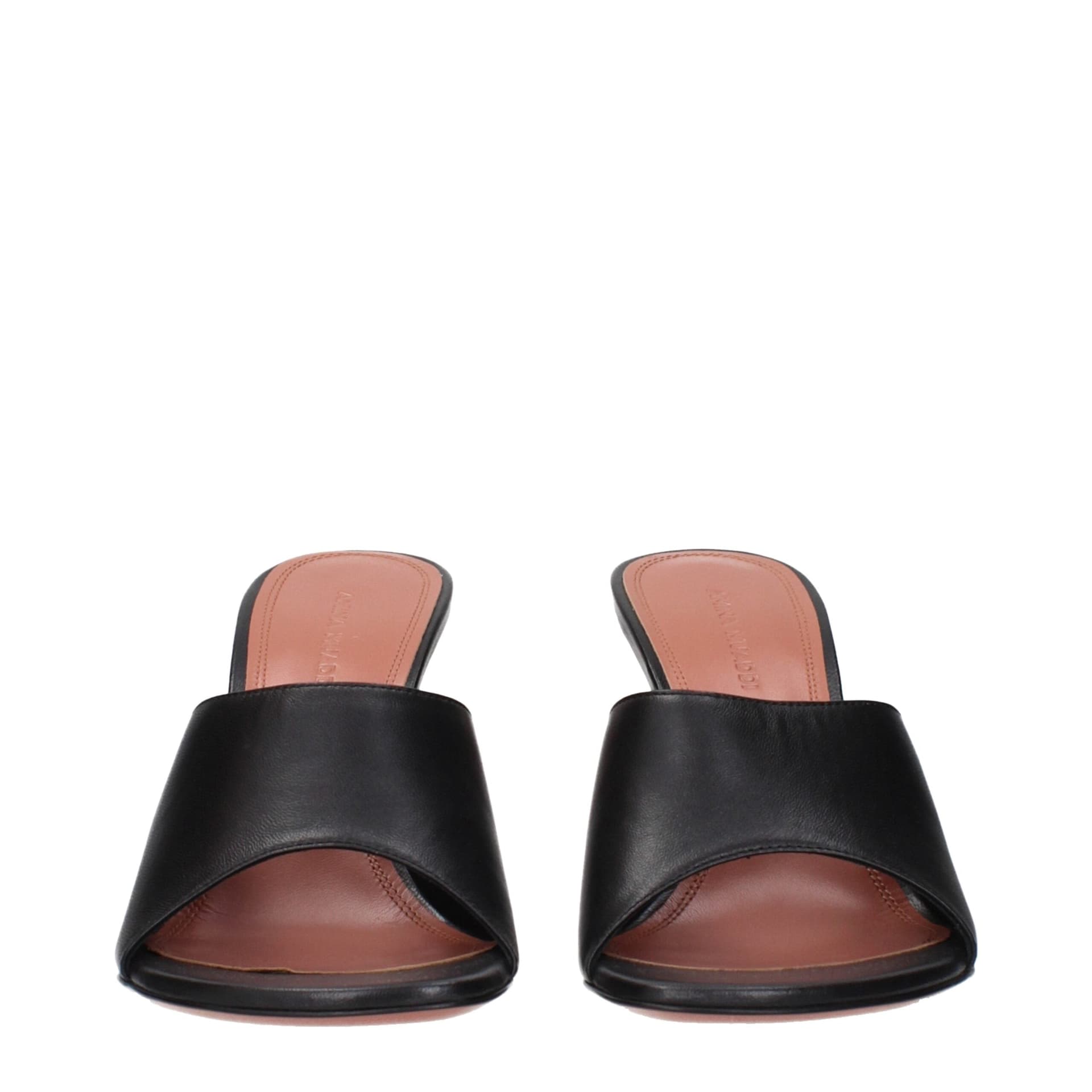 Amina Muaddi Black Leather Stiletto Heel Sandals - 3