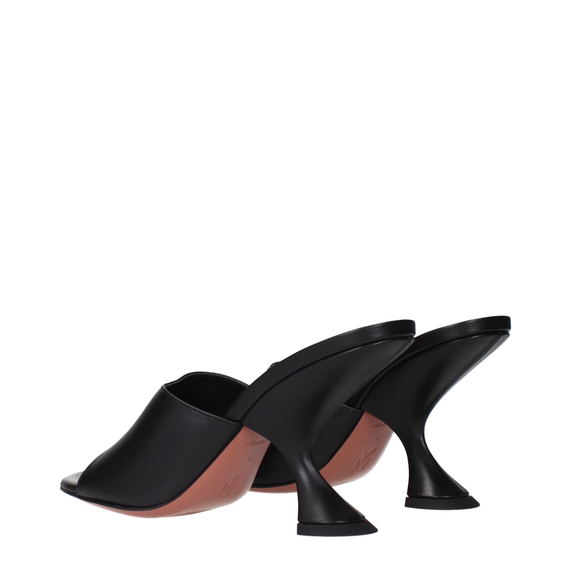 Amina Muaddi Black Leather Stiletto Heel Sandals - 4