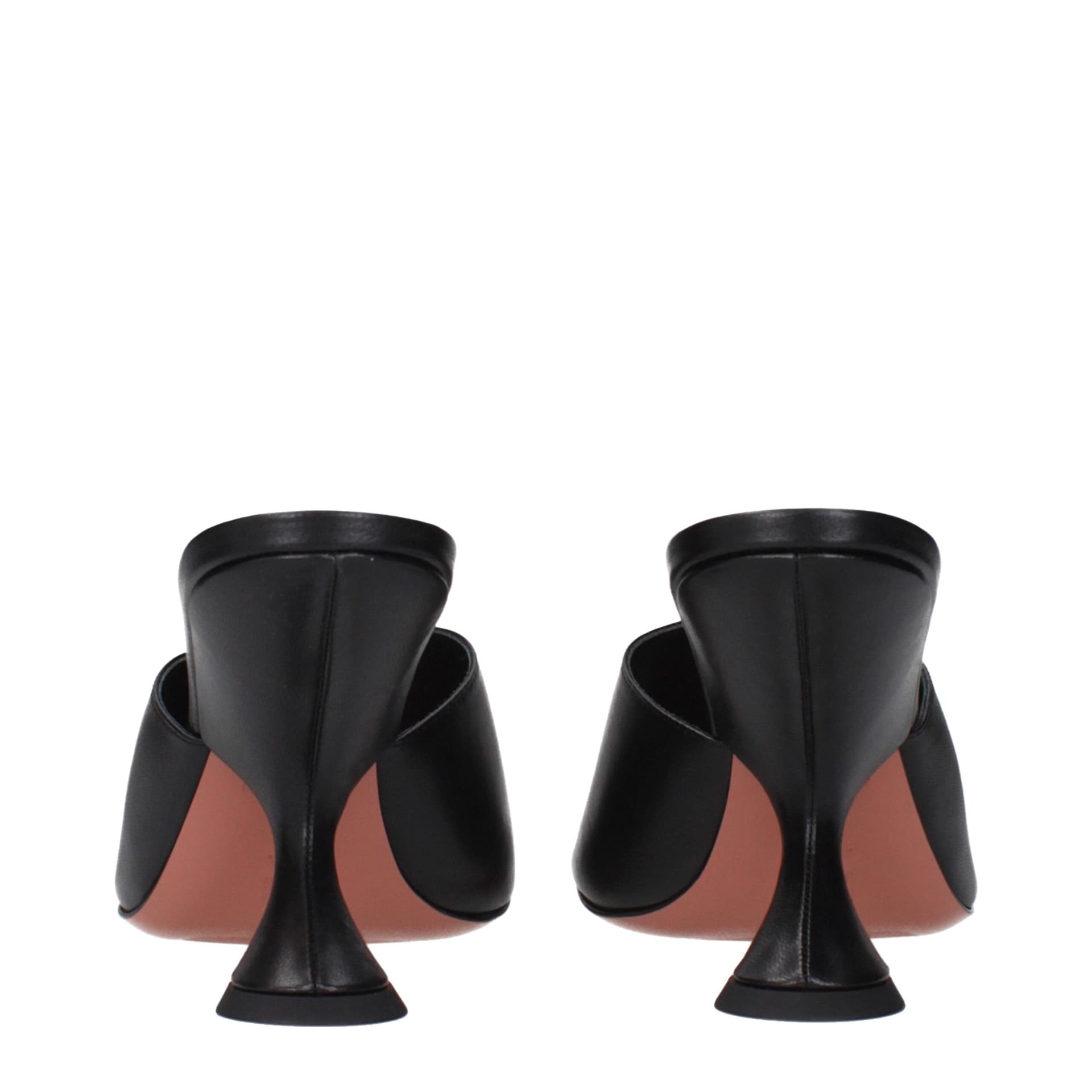 Amina Muaddi Black Leather Stiletto Heel Sandals - 5