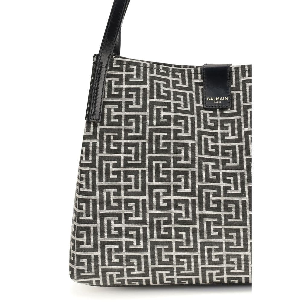 Balmain Black Cotton Shoulder Bag - 4
