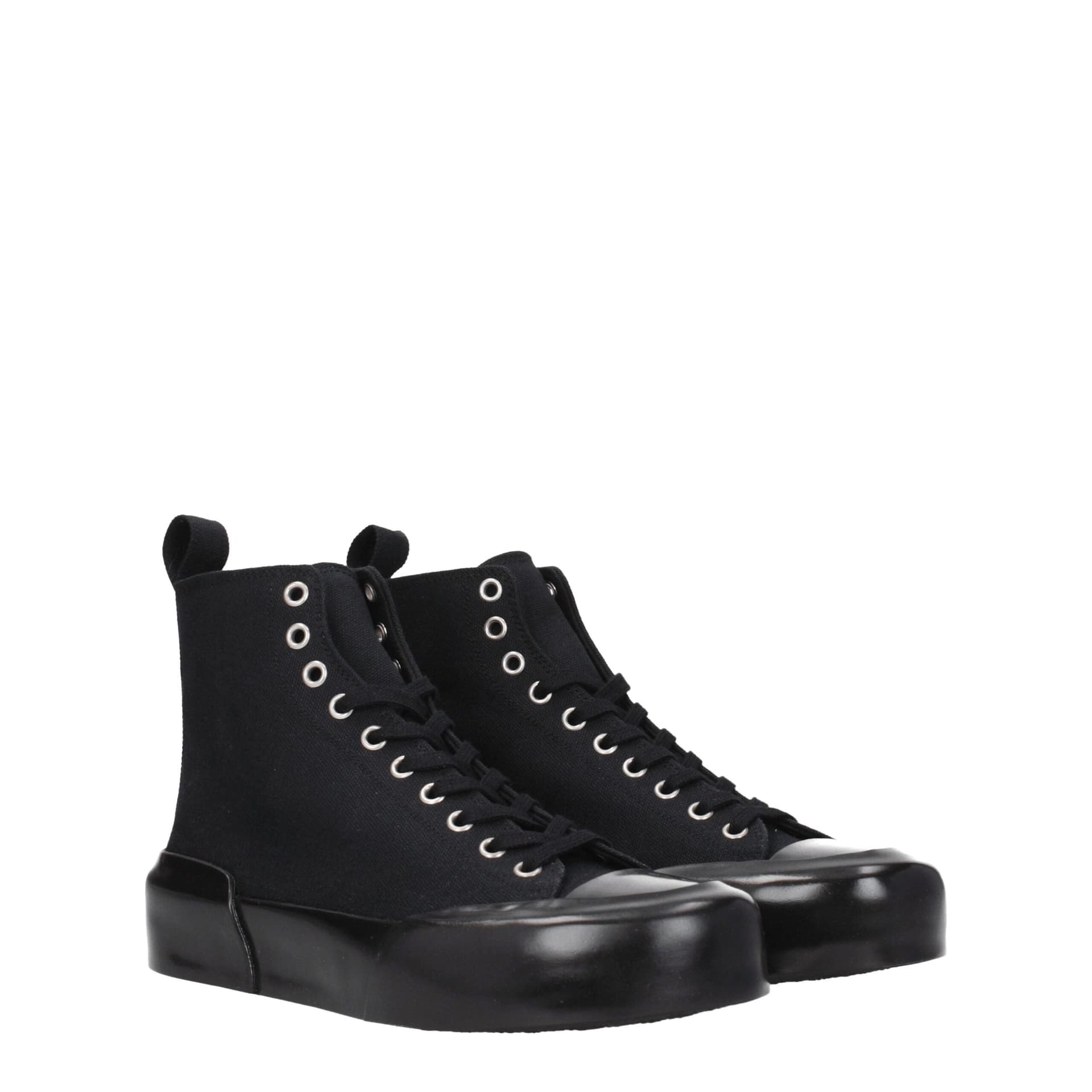Jil Sander Black Fabric High Top Sneakers - 2