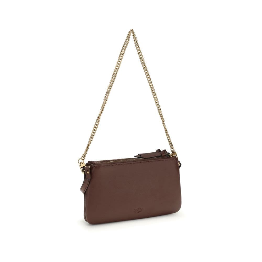 PINKO Brown Calf Leather Bos Taurus Shoulder Bag - 3