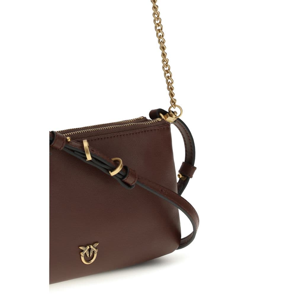 PINKO Brown Calf Leather Bos Taurus Shoulder Bag - 4