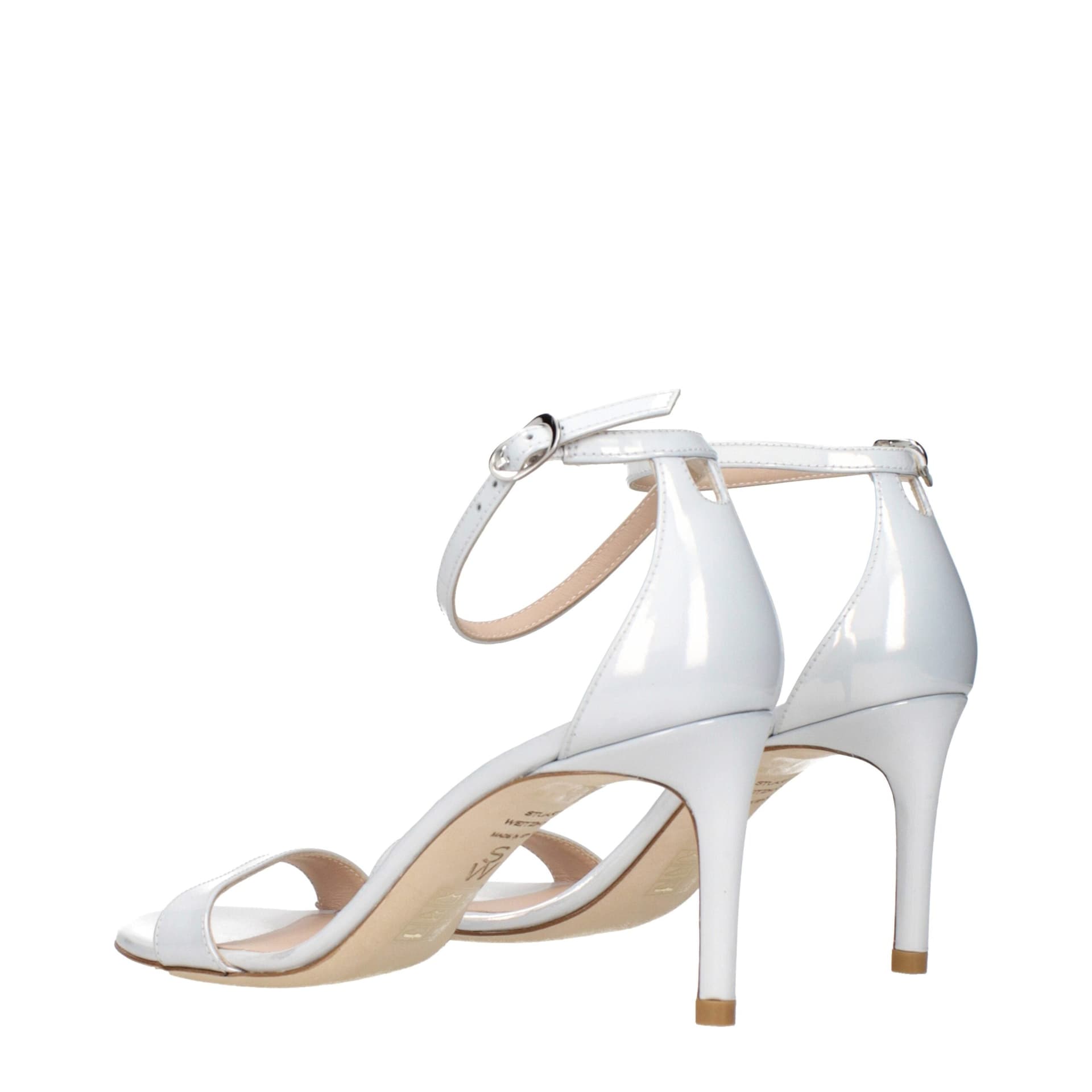 Stuart Weitzman White Leather Stiletto Heel Sandals - 4