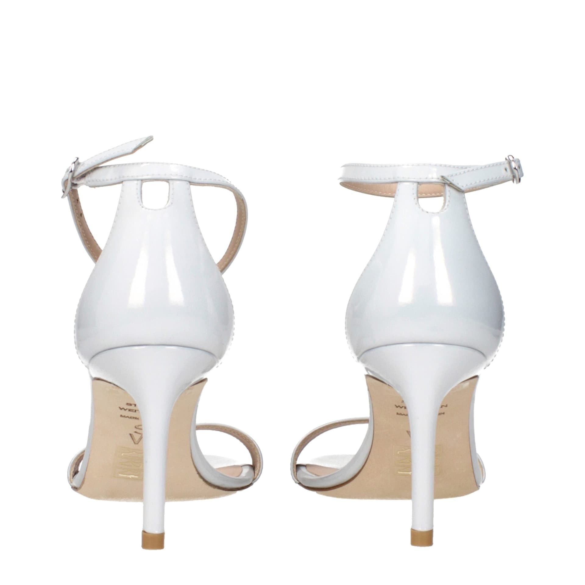 Stuart Weitzman White Leather Stiletto Heel Sandals - 5