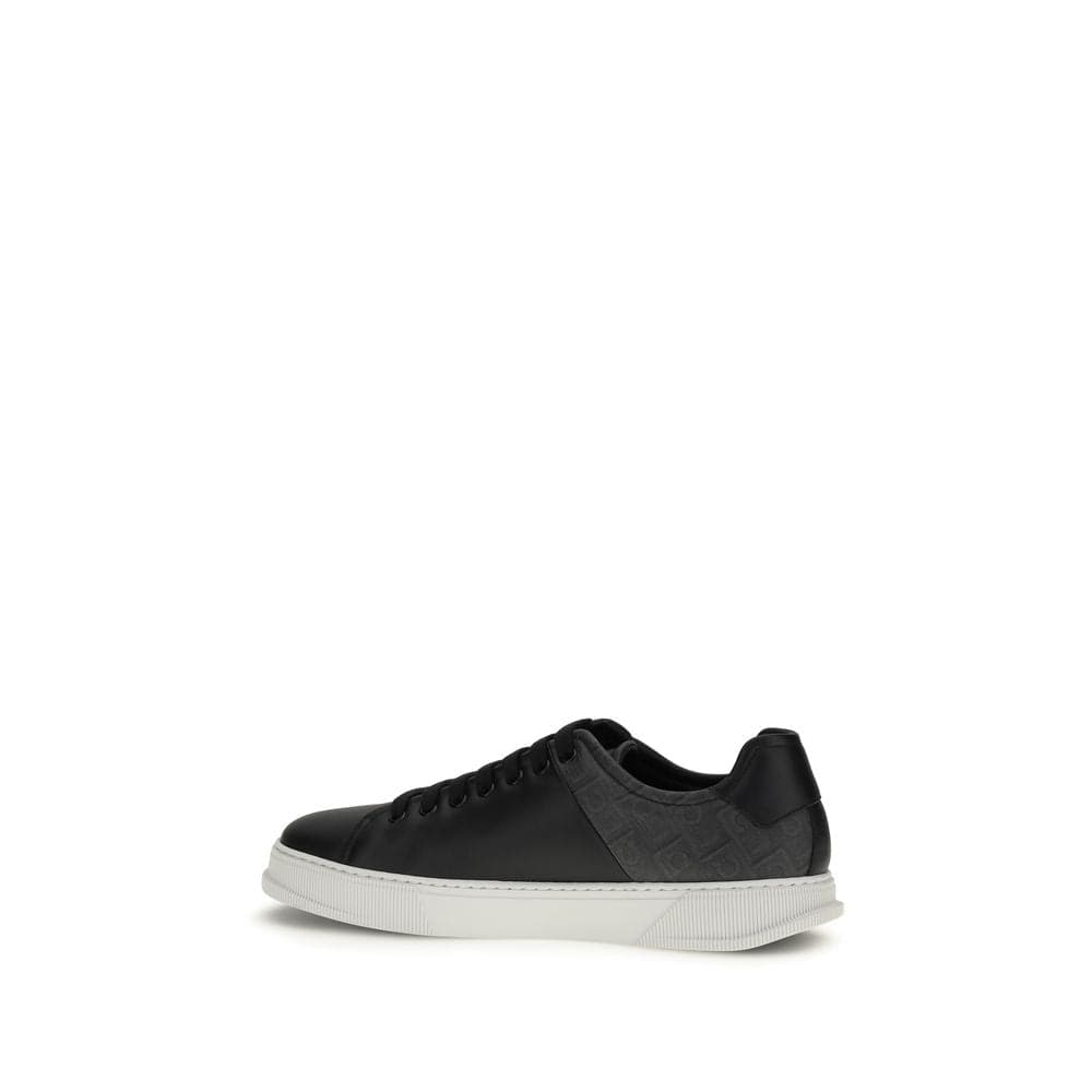 Ferragamo Black Calf Leather Bos Taurus Low Top Sneakers - 3