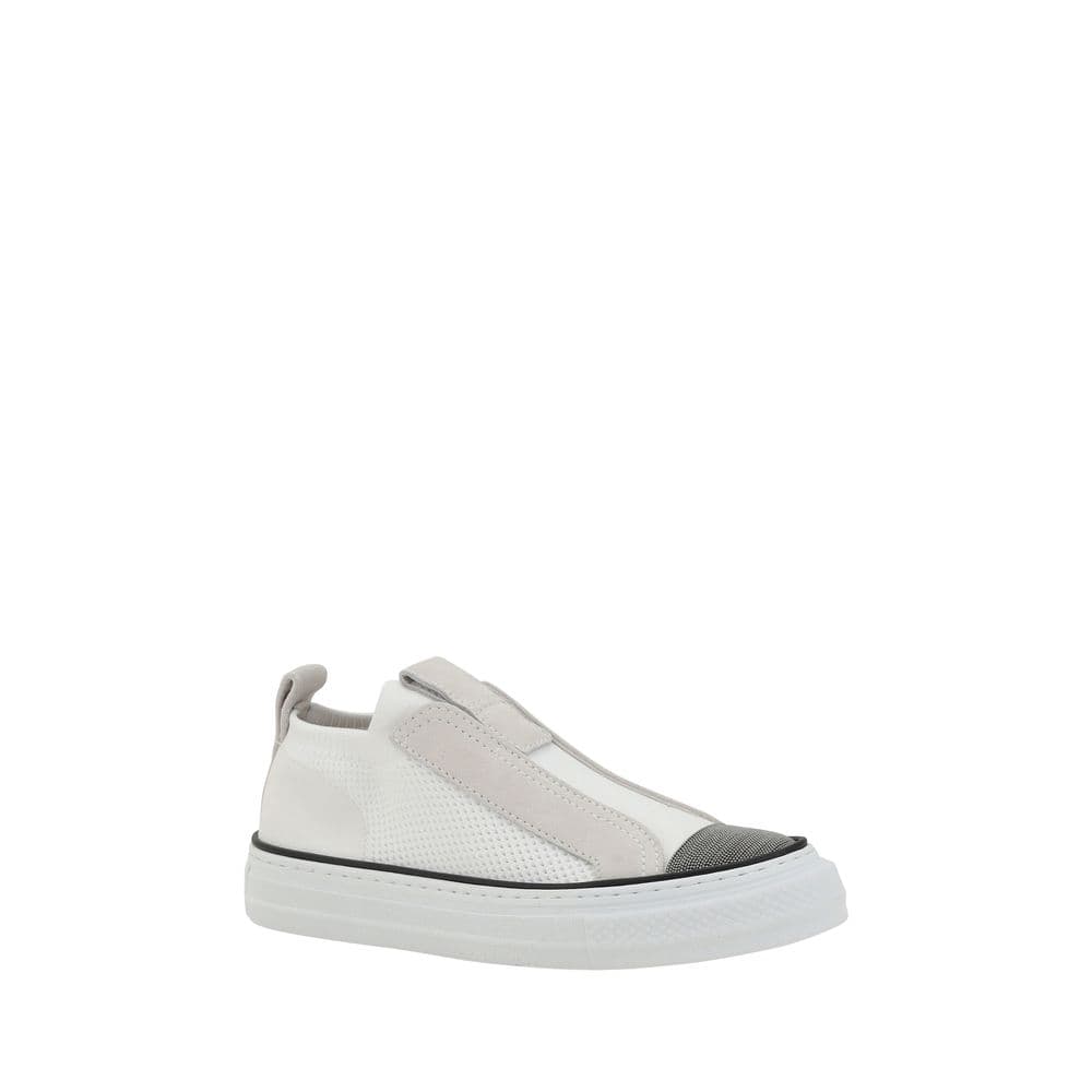 Brunello Cucinelli White Nylon Low Top Sneakers - 2