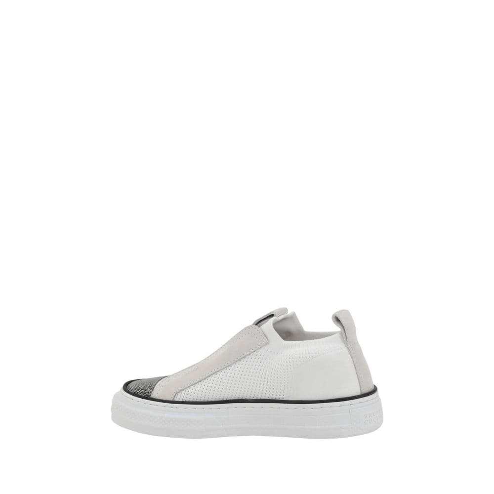 Brunello Cucinelli White Nylon Low Top Sneakers - 3