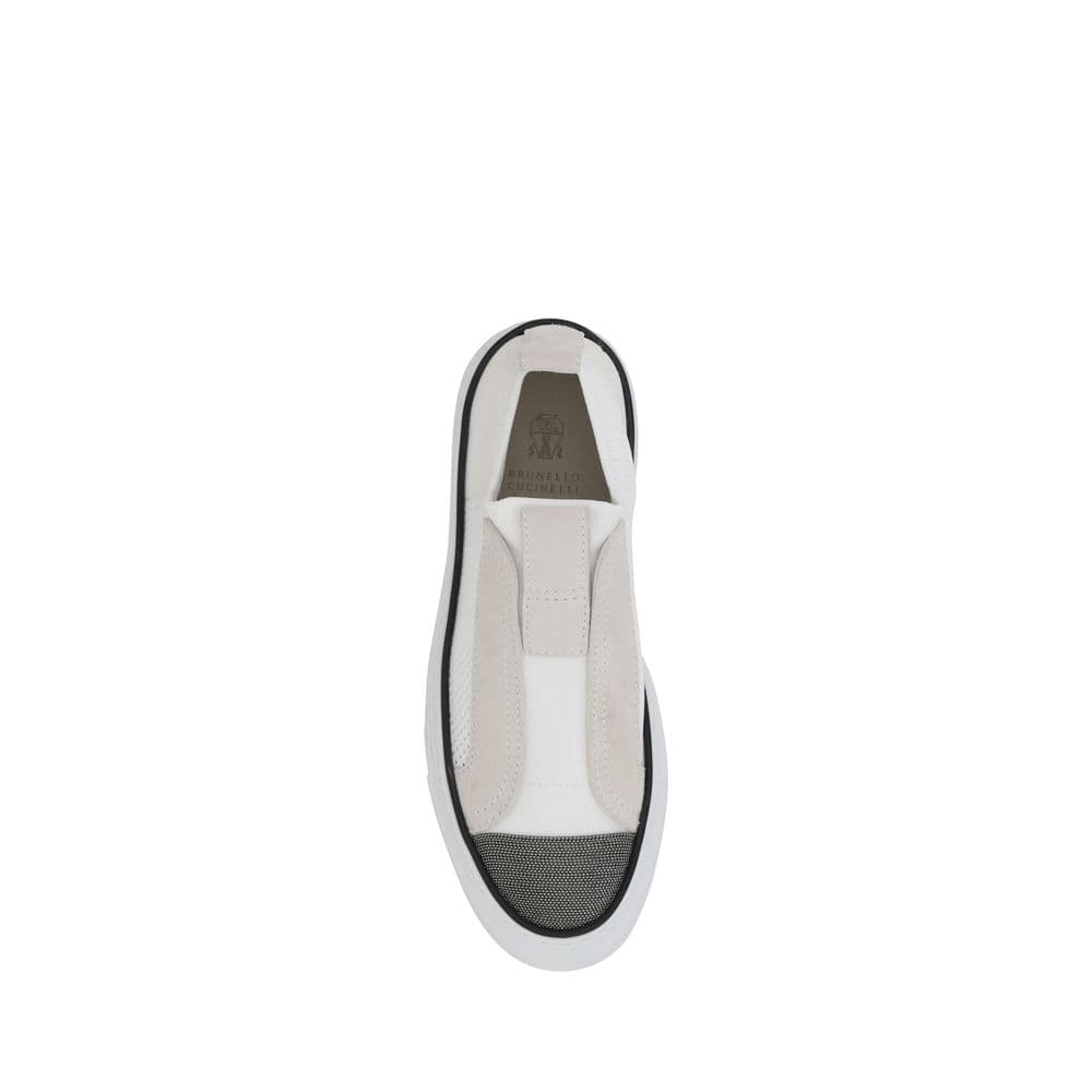 Brunello Cucinelli White Nylon Low Top Sneakers - 4
