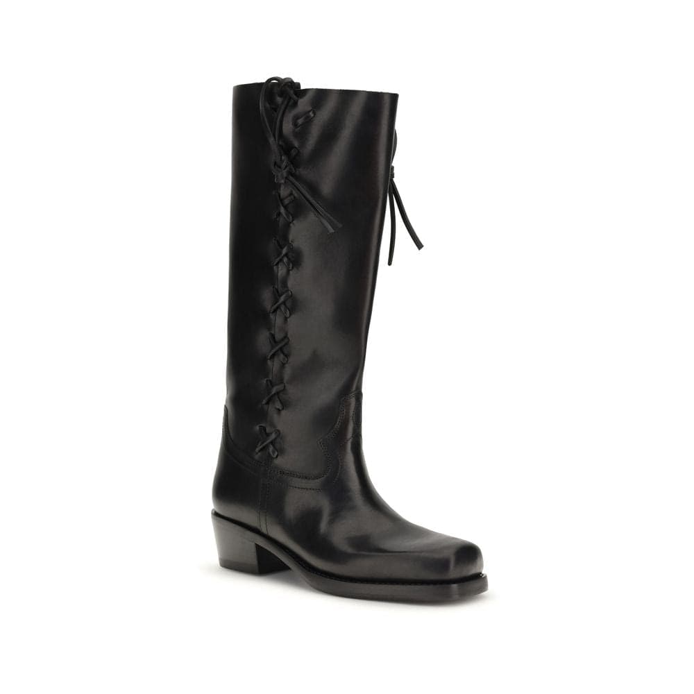Paris Texas Black Calf Leather Bos Taurus Lace-Up Boots - 2