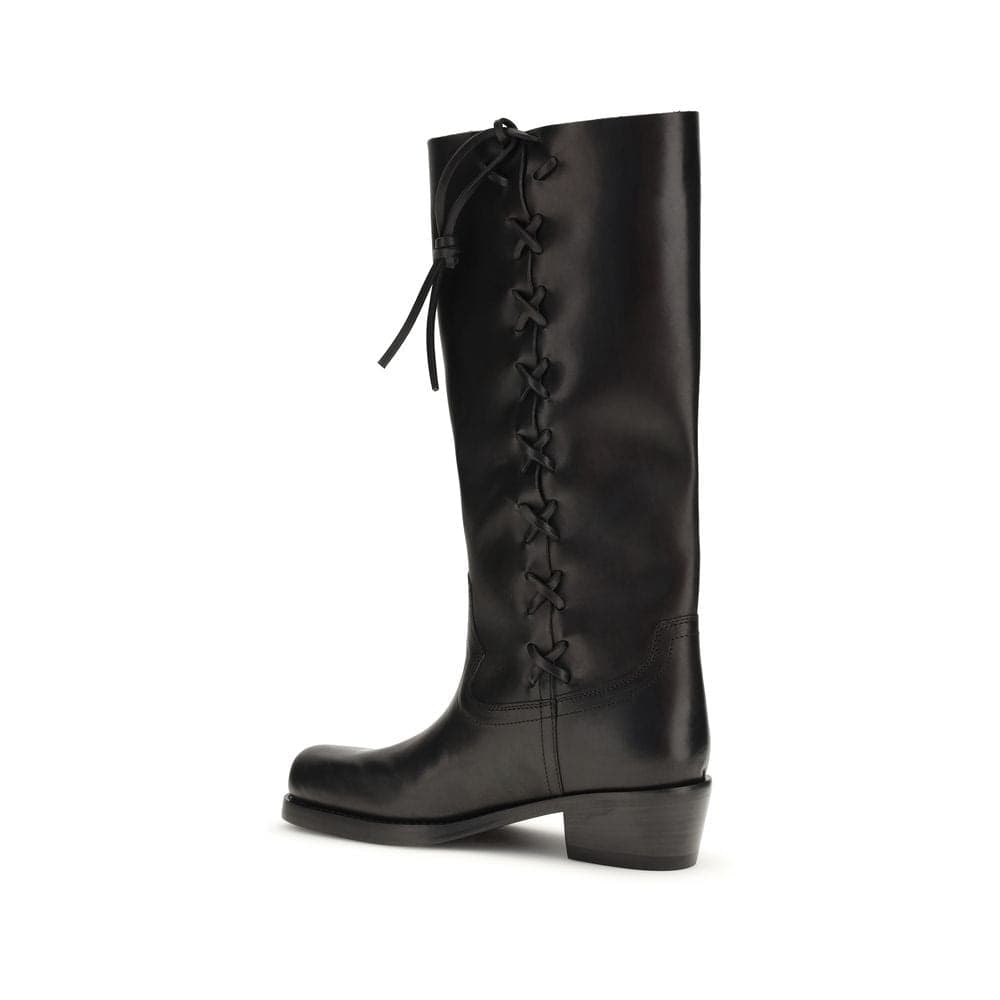 Paris Texas Black Calf Leather Bos Taurus Lace-Up Boots - 3