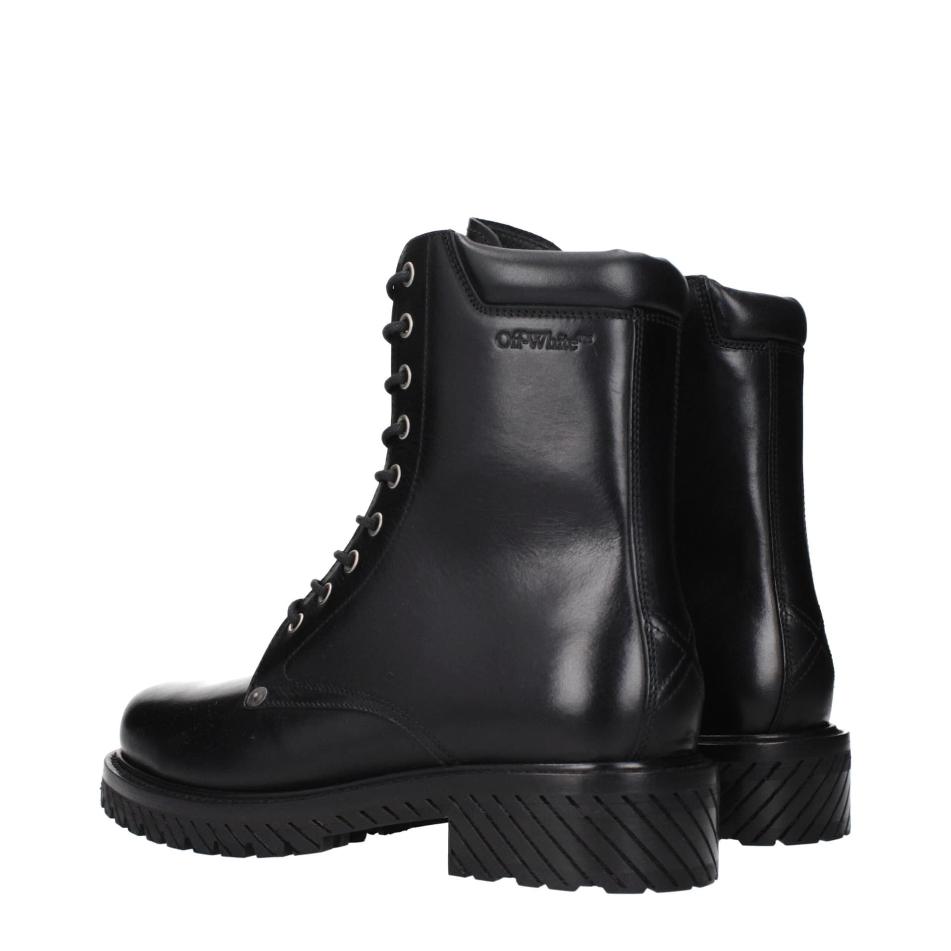 Off-White Black Leather Ankle Boots - 4