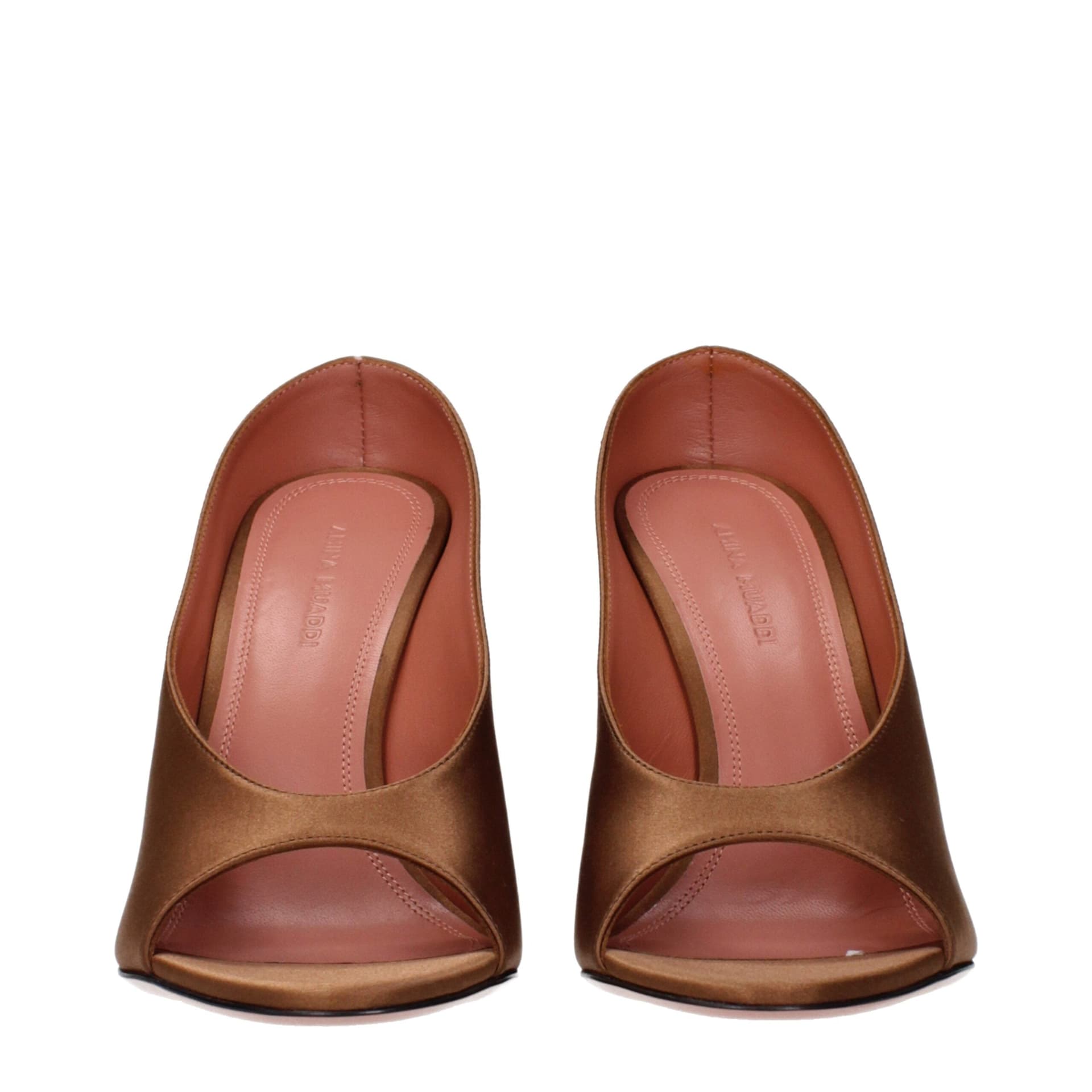 Amina Muaddi Brown Satin High Heel Pumps - 3