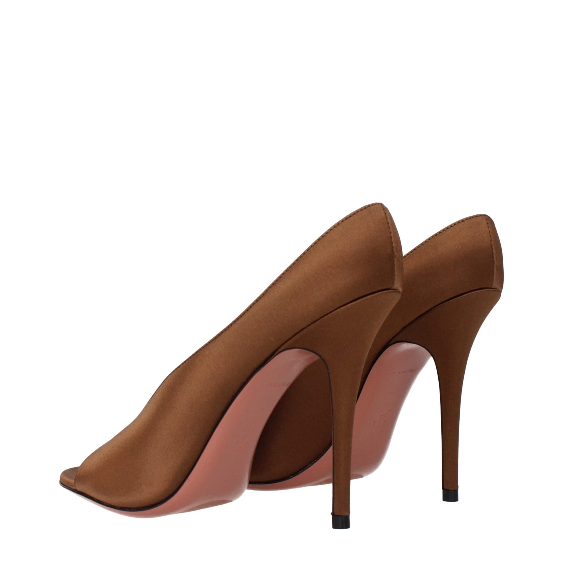 Amina Muaddi Brown Satin High Heel Pumps - 4