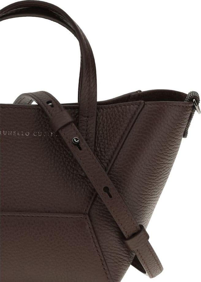 Brunello Cucinelli Bordeaux Calf Leather Bos Taurus Shoulder Bag - 4