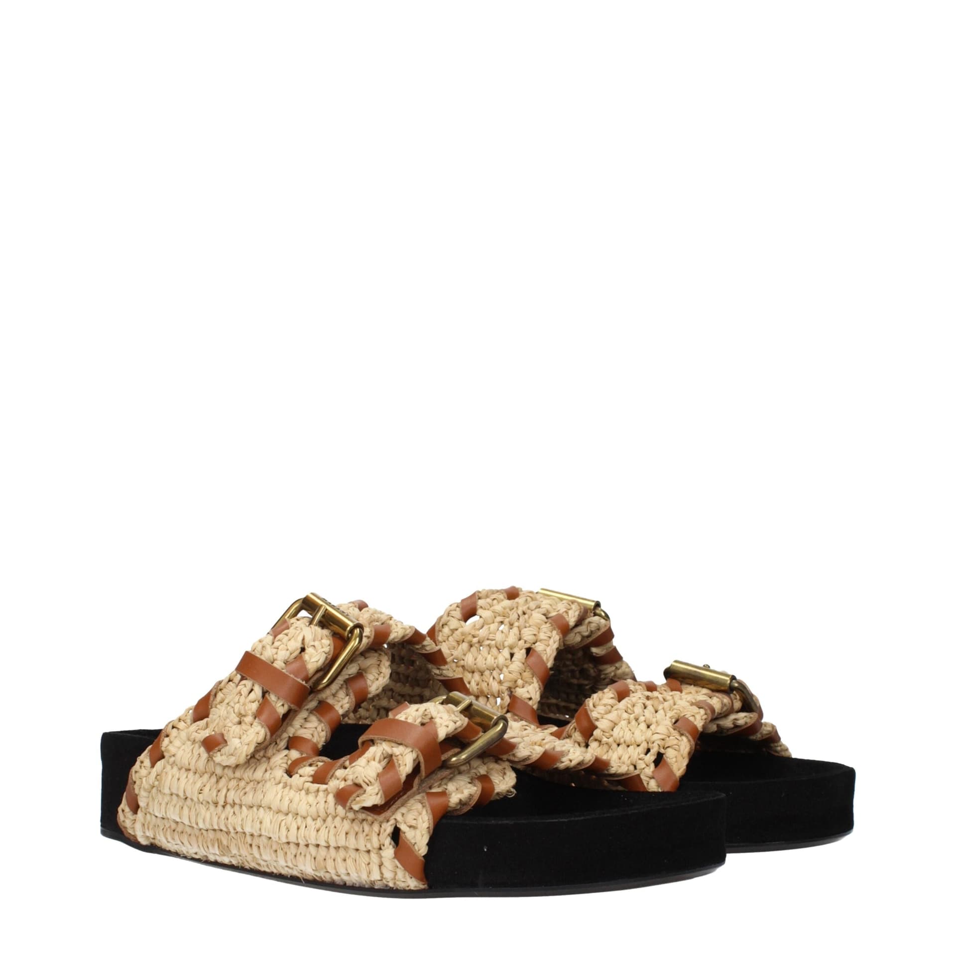 Isabel Marant Beige Raffia Slippers - 2