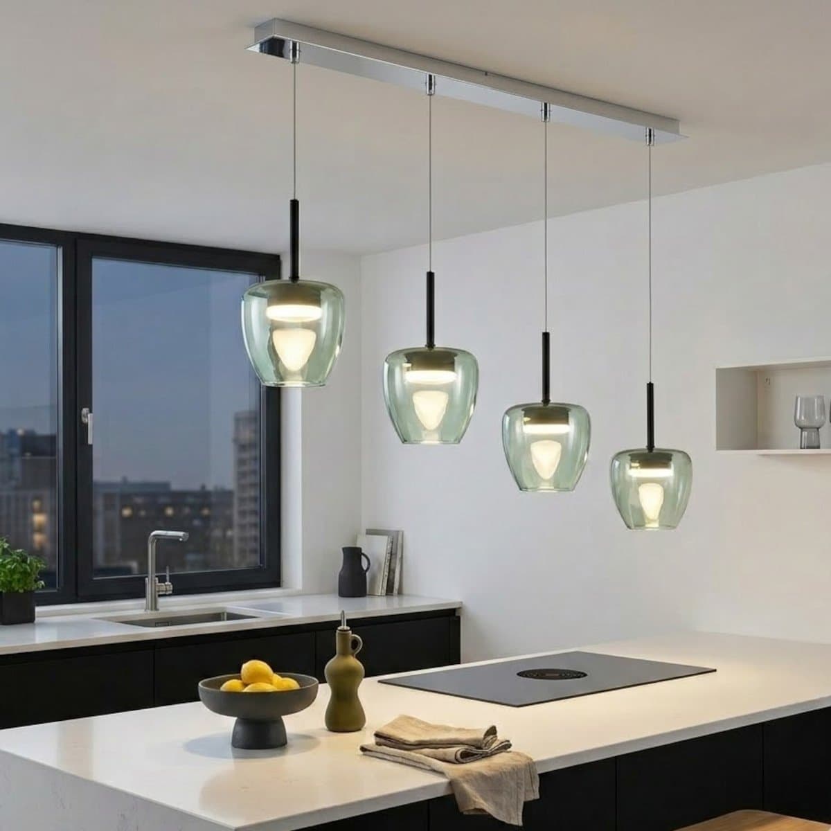 Lampadario moderno Top Light KYLIE 1236 4P + R80x4R4 CR Gx53 LED metallo vetro pirex - 2