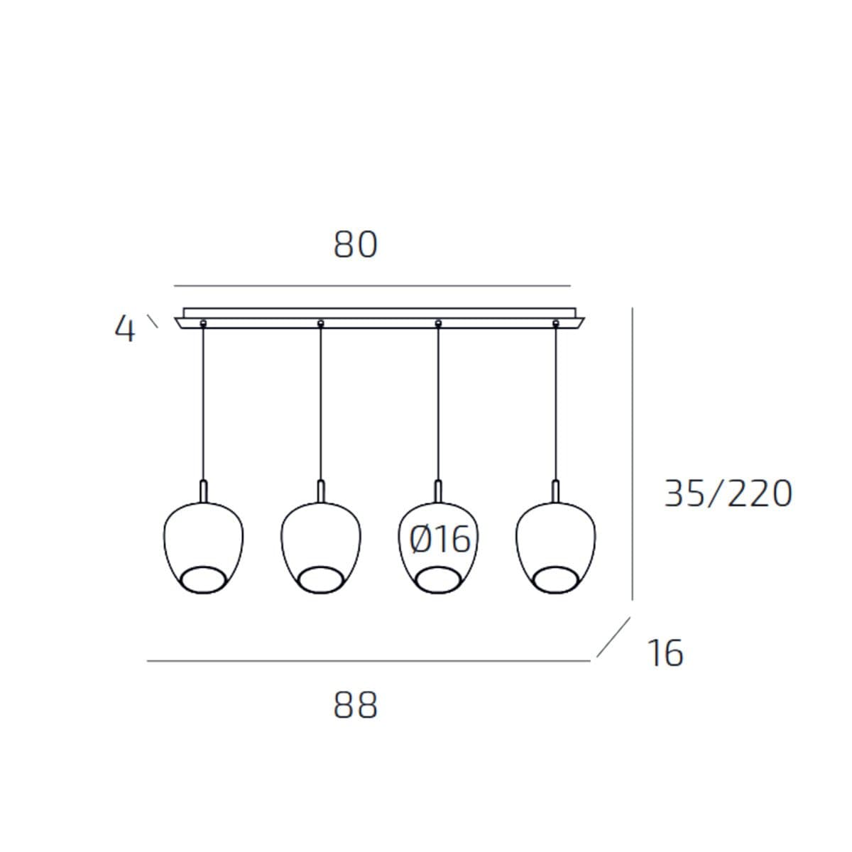 Lampadario moderno Top Light KYLIE 1236 4P + R80x4R4 CR Gx53 LED metallo vetro pirex - 12