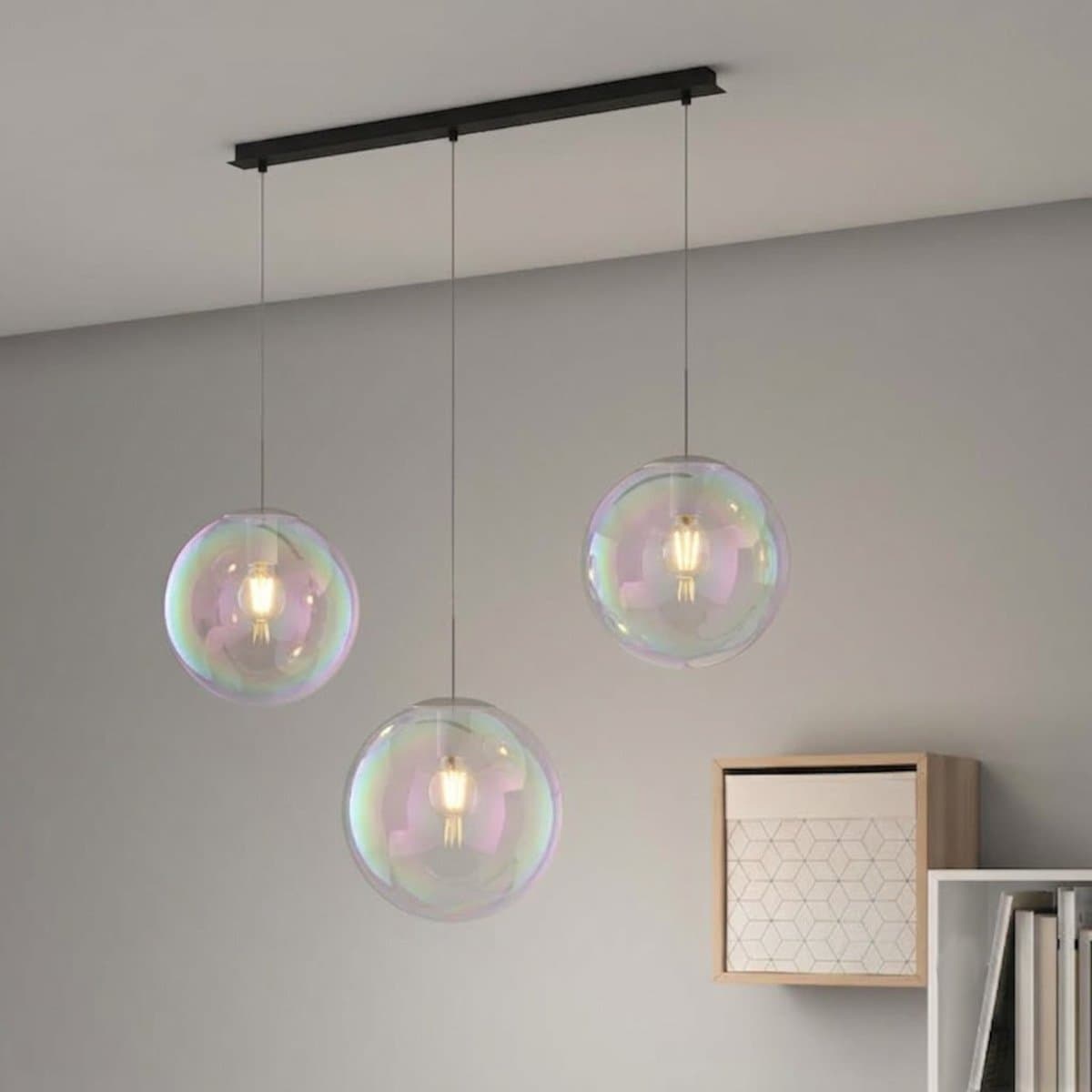 Lampadario moderno Top Light IRIS 1234 20x3+R60x4R3 NE E27 LED metallo vetro iridescente - 2