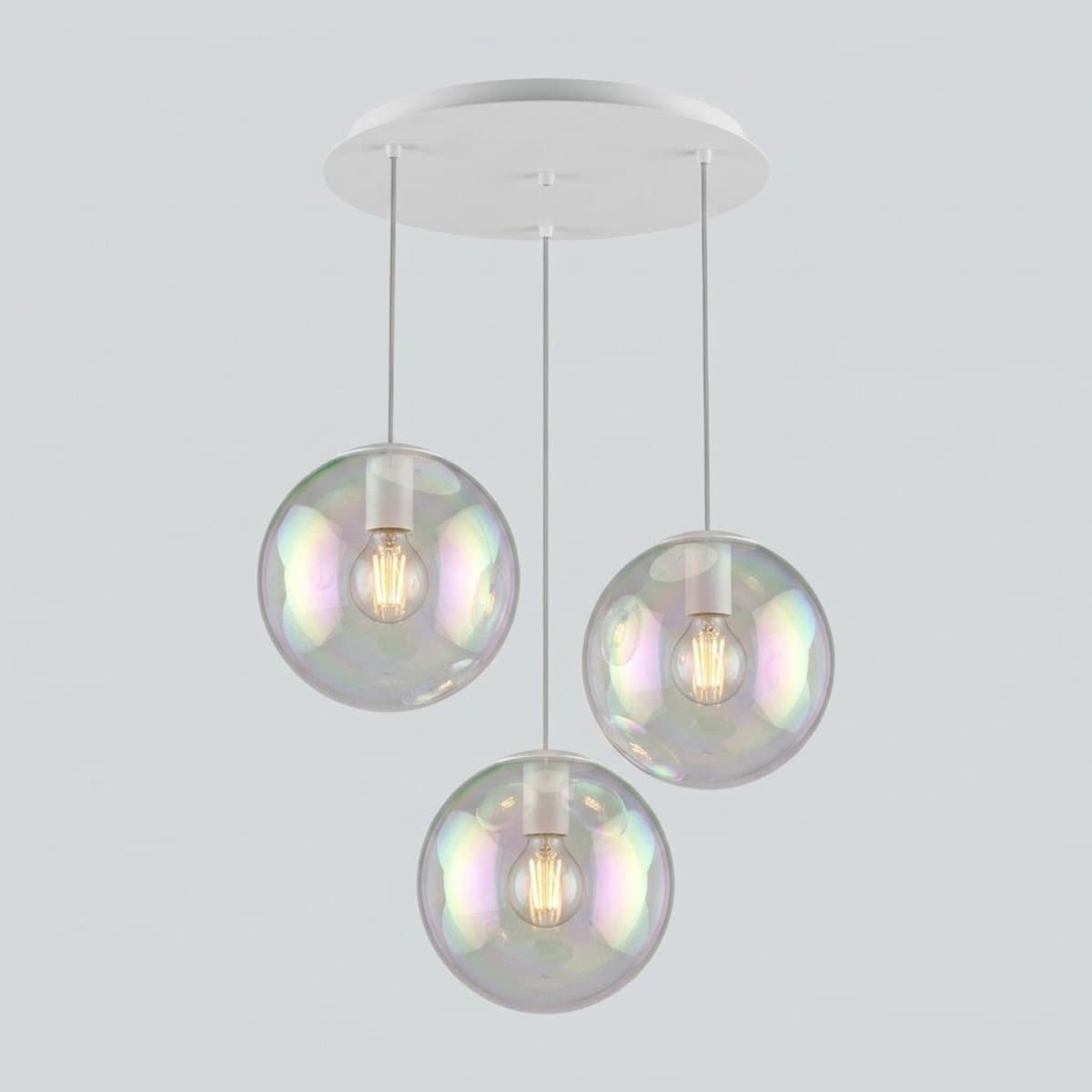 Lampadario moderno Top Light IRIS 1234 20x3+R40T3 BI E27 LED metallo vetro iridescente - 2