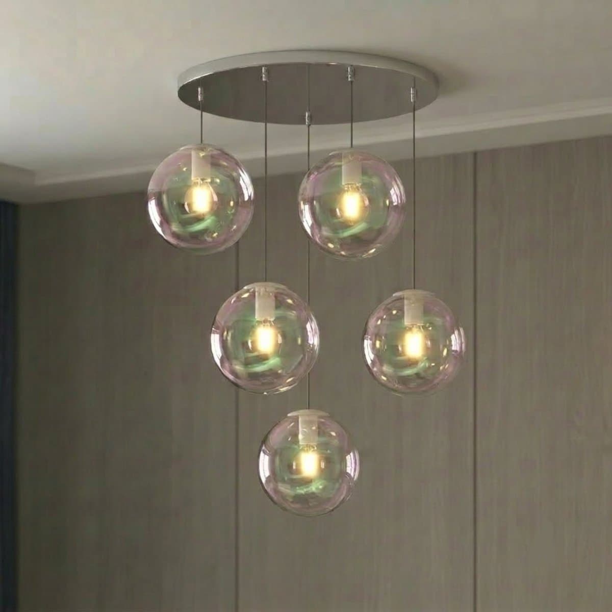 Lampadario moderno Top Light IRIS 1234 20x5+R60T6 CR E27 LED metallo vetro iridescente - 2