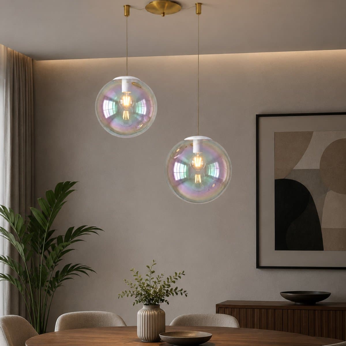 Lampadario moderno Top Light IRIS 1234 20-25+R13MULTI+CILI-ELET OS E27 LED metallo vetro iridescente - 2