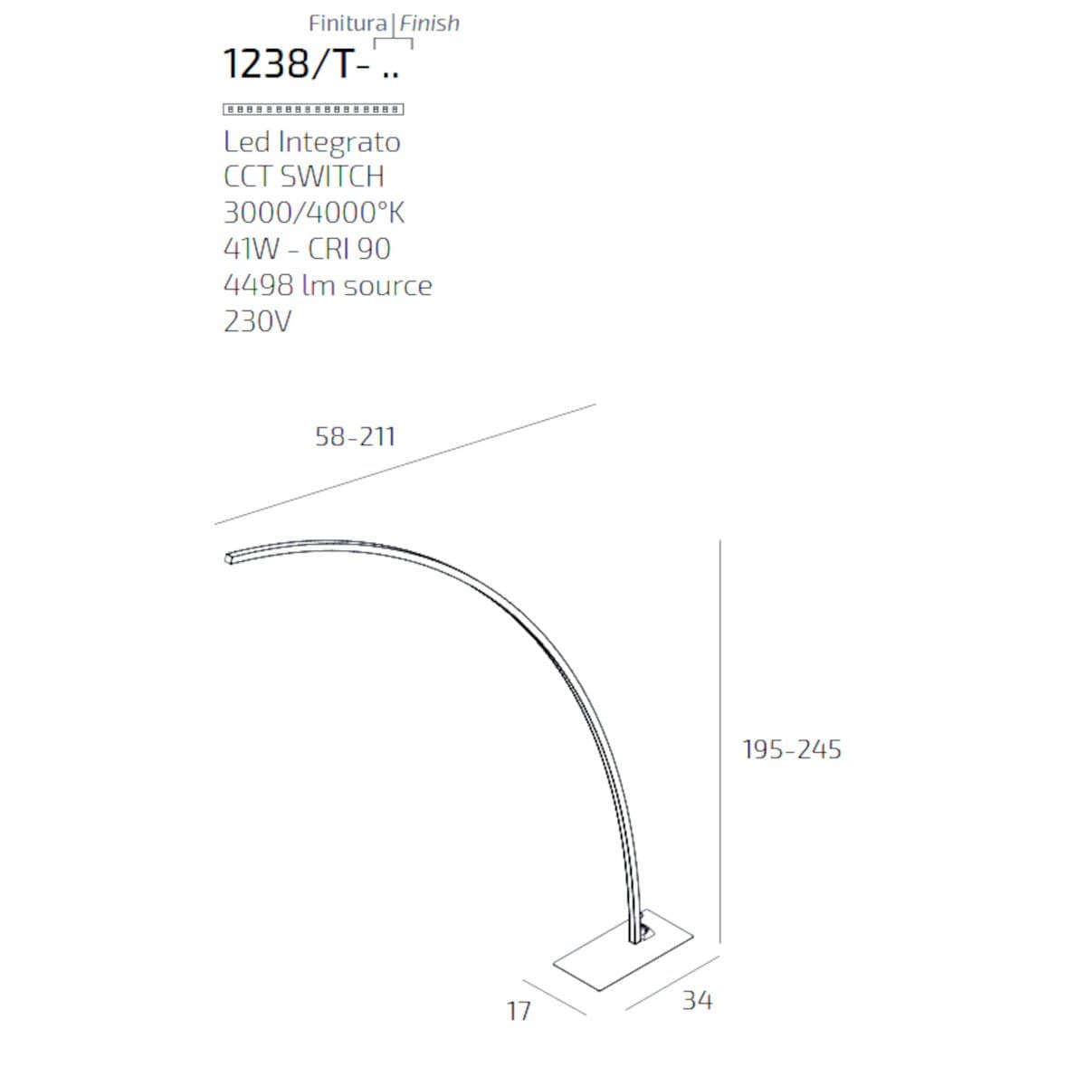 Piantana moderna Top Light MIKO 1238T LED CCT Dimmerabile metallo - 7