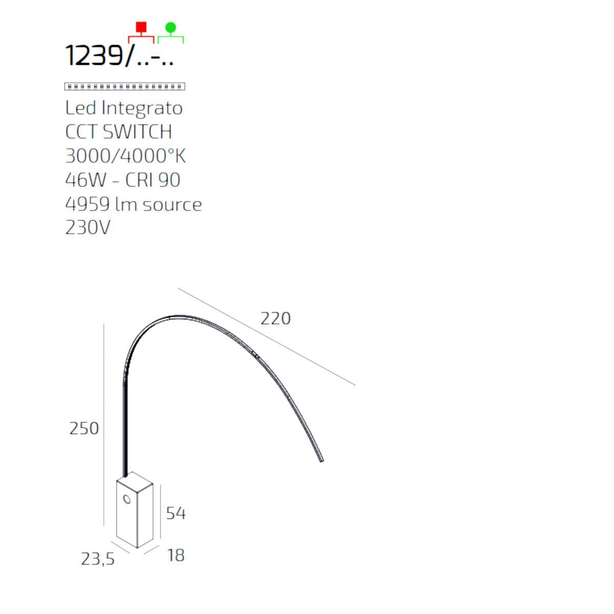 Piantana moderna Top Light VERY 1239 B2LD LED CCT dimmerabile 3 step metallo marmo - 8